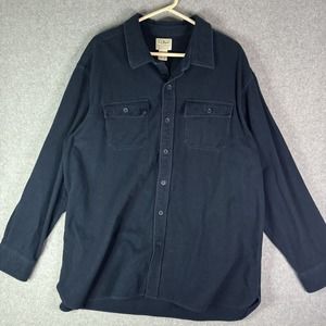 Vintage LL Bean Flannel Shirt Men 2XL Blue Chamois Cloth Button Up Double Pocket